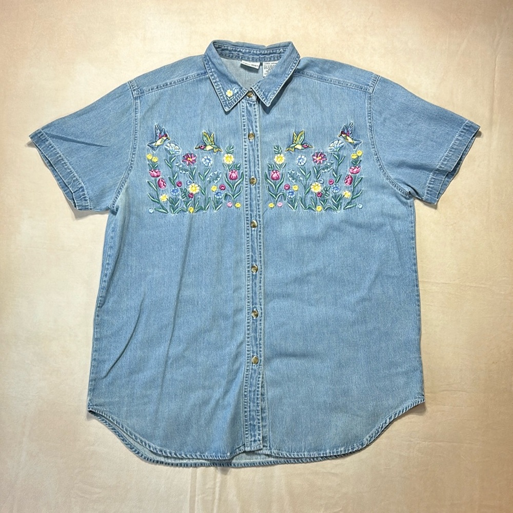 Vintage hummingbirds denim shirt